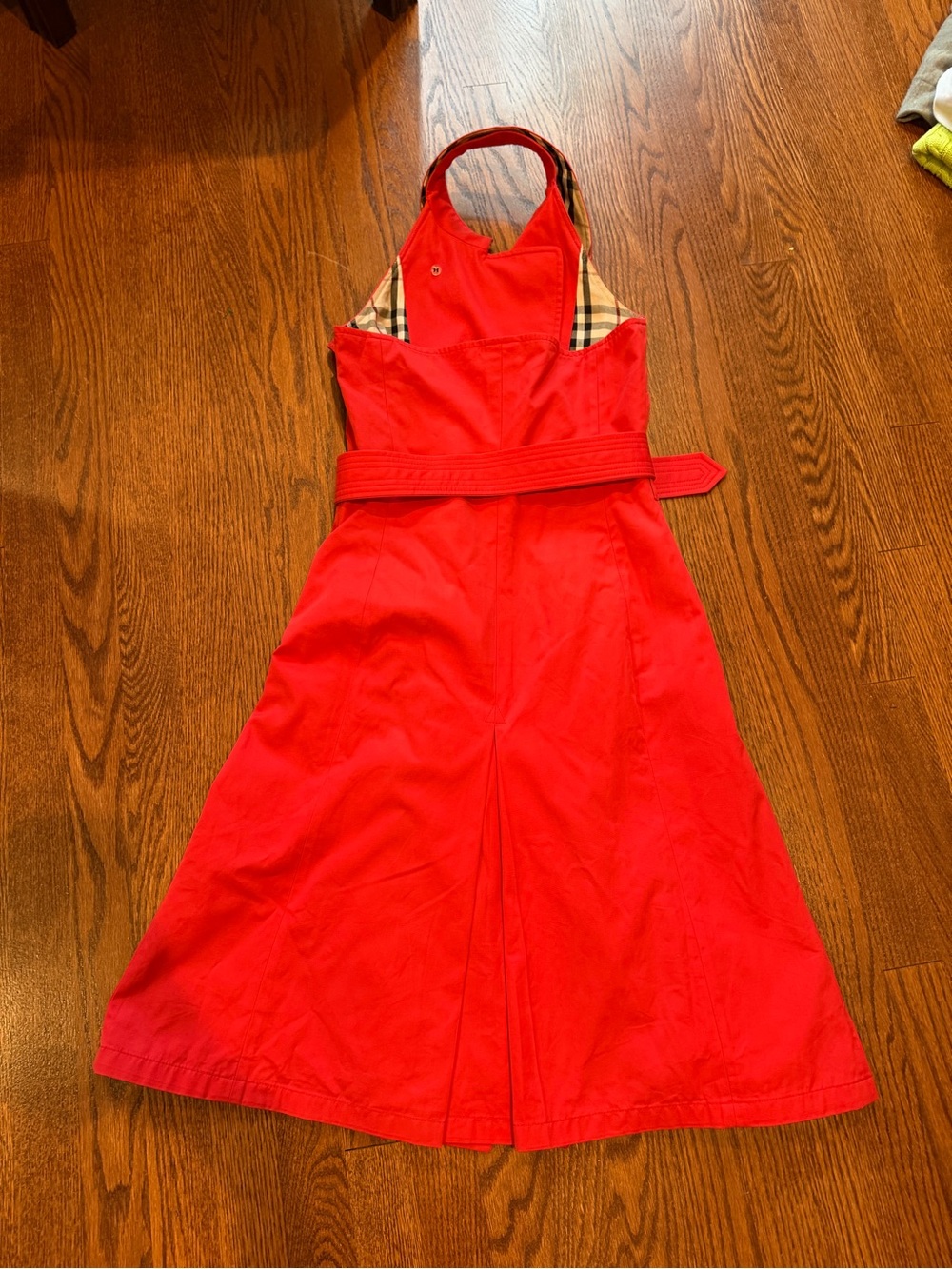 Burberry Red Halter Trench Coat Dress Size 4 - Picture 7 of 9